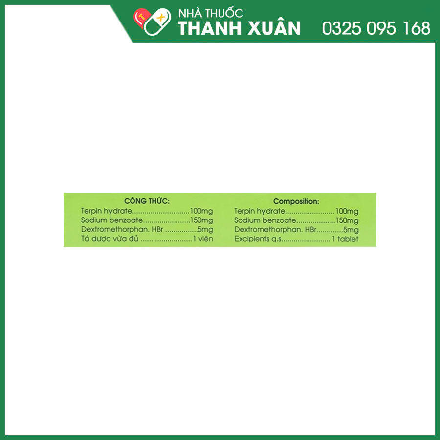 Terpin Mekong Mekophar giảm ho, long đờm và điều trị các rối loạn tiết dịch phế quản trong các bệnh phế quản - phổi